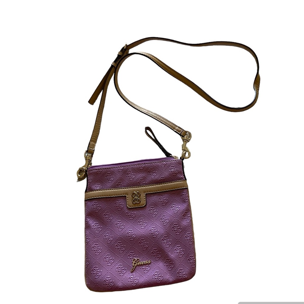 Guess Lilac w/Tan trim and strap Crossbody Bag - Like NEW